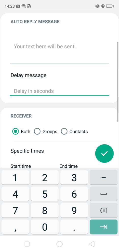 Enter AUTO REPLY MESSAGE