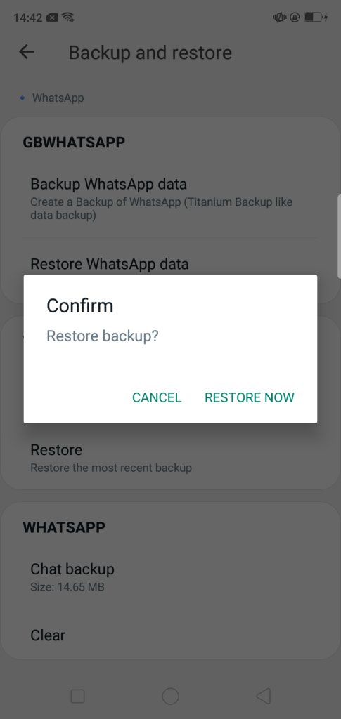 Restore WhatsApp data